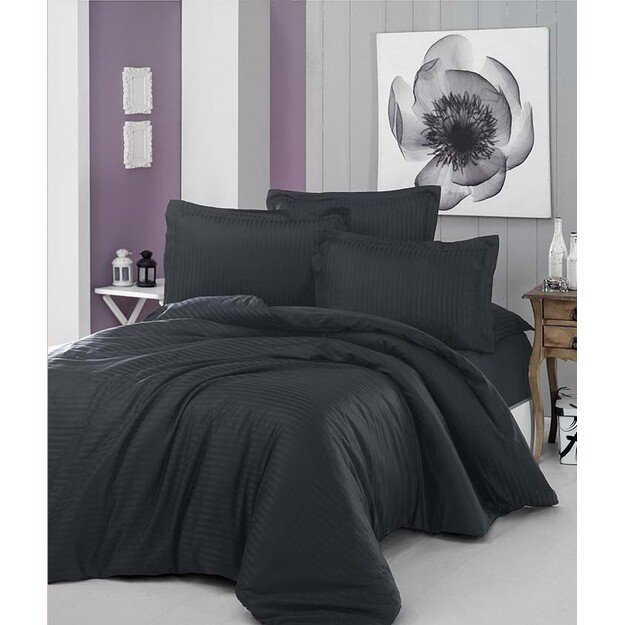Alena cotton satin dvigulės patalinės komplektas juodos spalvos