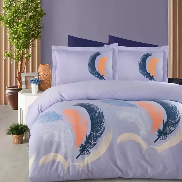 En Vogue satino komplektas. Fur Indigo (šviesiai mėlynas).